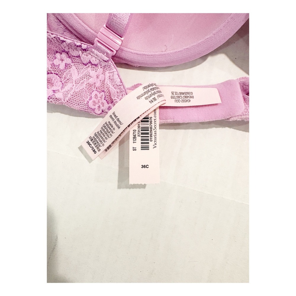 Victorias Secret Dream Angels Demi Bra Lilac Floral Lace Lightly Lined 36C - Picture 4 of 4
